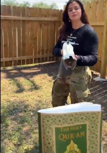 Valentina Gomez Burns Quran With Flamethrower