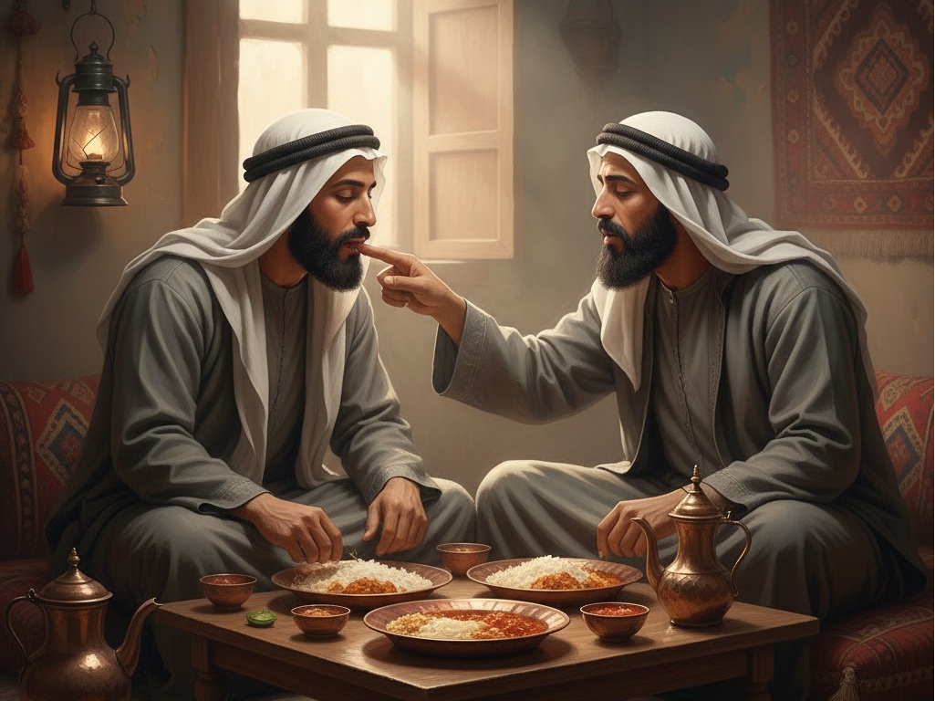 Sahih Al Bukhari Hadith 5456: Licking Hands or Having Hands Licked by Someone Else